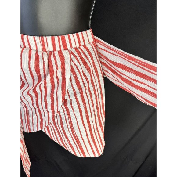 womens wrap around skirt size small by L’ATISTE. red/white pinstripe - Picture 8 of 11